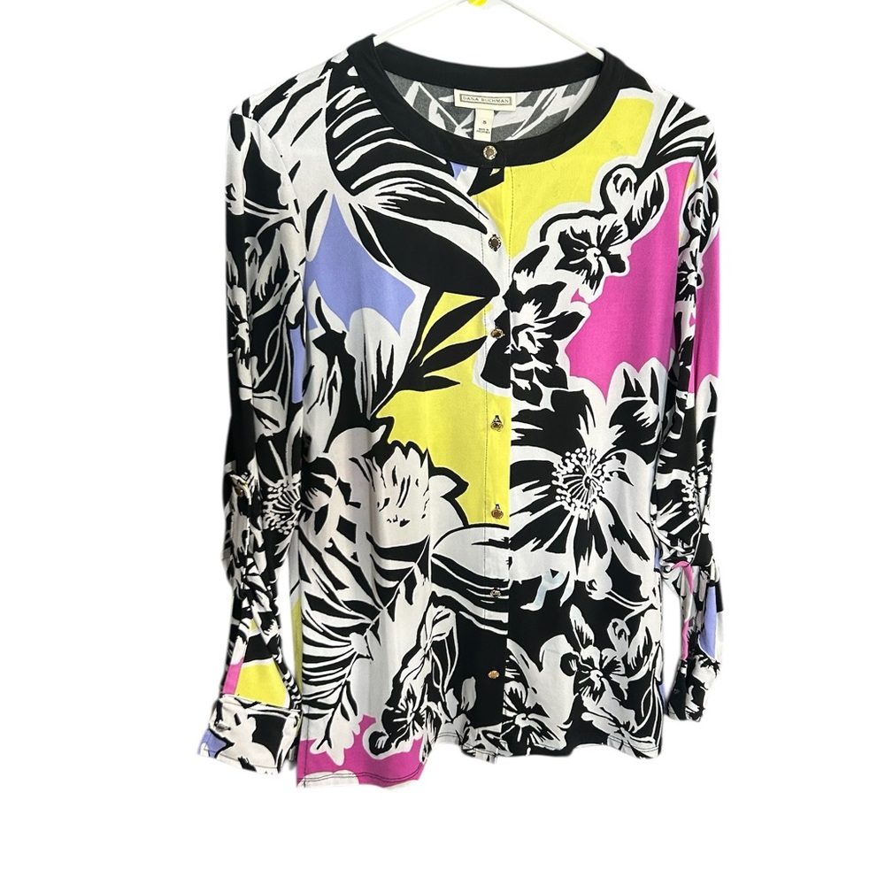 Dana Buchman Chic Floral Button-Front Blouse - Multicolor